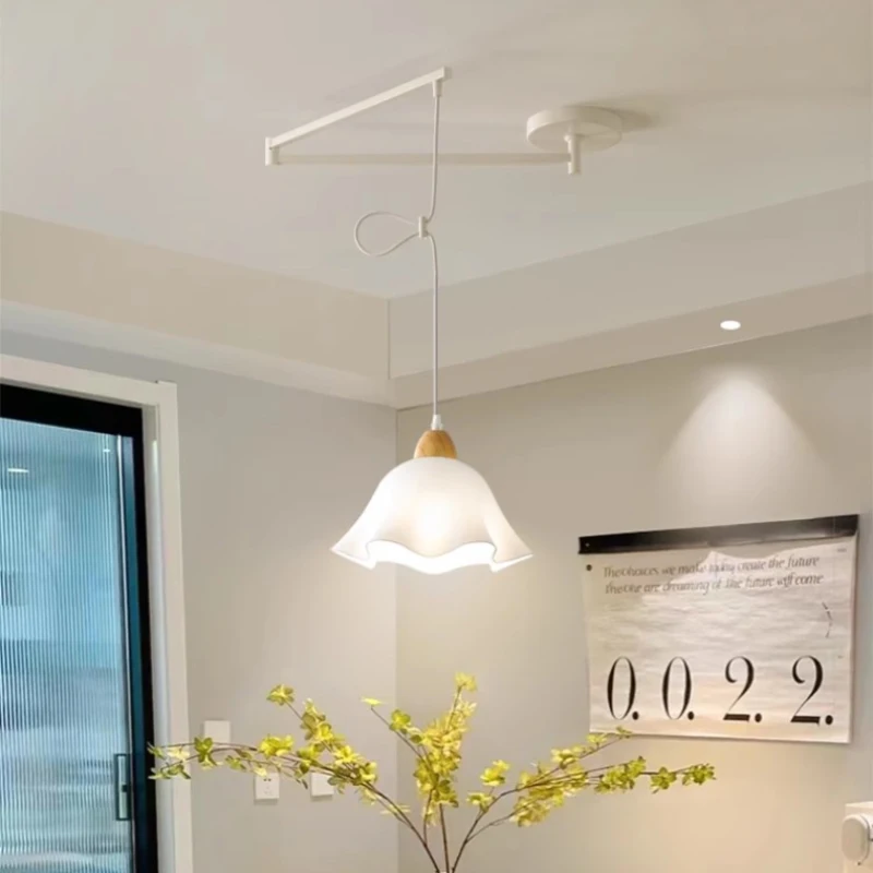 Ceiling Chandelier Long Pole Swing Arm Chandeliers Modern Adjustable Rotating Long Arm Lamp Be Shifted Folding Retractable Dining Table Chandelier