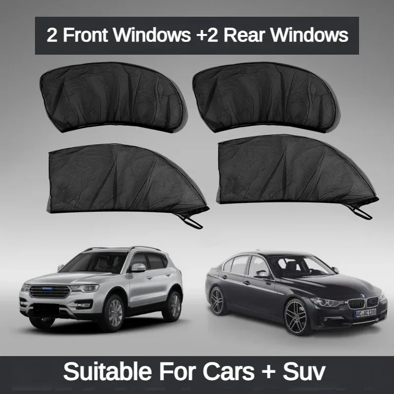 Car Side Window Sun Shade Universal SUV UV Protection Anti-mosquito Screen Blackout Curtain Window Film Accessories
