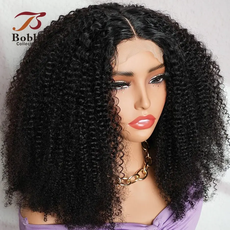 

250% Density Glueless Lace Front Wig Afro Kinky Curly Human Hair Wigs For Women Pre-Plucked Transparent Lace Natural Color Bobbi