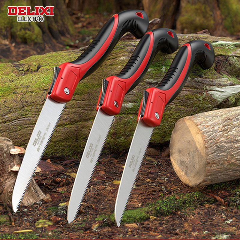 DELIXI ELECTRIC Folding Sawï¼SK9 steel One-button Folding Designï¼Sharp Cutting Wood,Camping,GardensPruning Saw,Tree Chopper Knife
