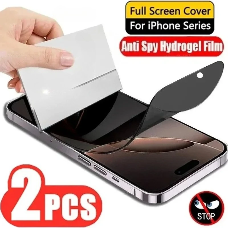 2PCS Privacy Screen Protector For iPhone Pro Max 15 14 Plus Hydrogel Film For iPhone 13 12 11 Pro XS XR Soft Film