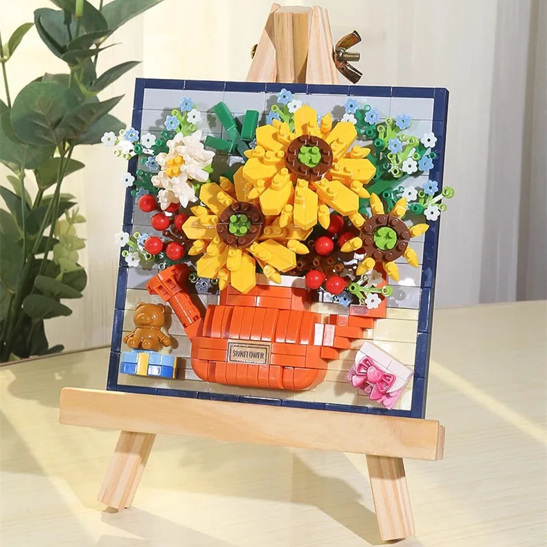 

Flower Bouquet Set Mini Block 3D Model Bricks Figures Toy Micro Building Block Assembly Toys For Kids Girl 6 to 14 Year Old Gift