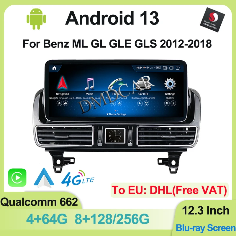 

Qualcomm Android 13 12.3" For Mercedes Benz ML GL GLE GLS W166 2012-2018 Multimedia Video Player GPS Navigation Carplay Screen