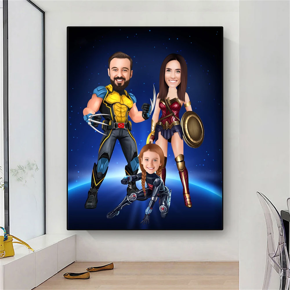 Custom Avengers Family Portrait Poster Superhero Caricature Prints Family  Personalized Disney Cartoon Canvas Painting Gift Decor| | - AliExpress