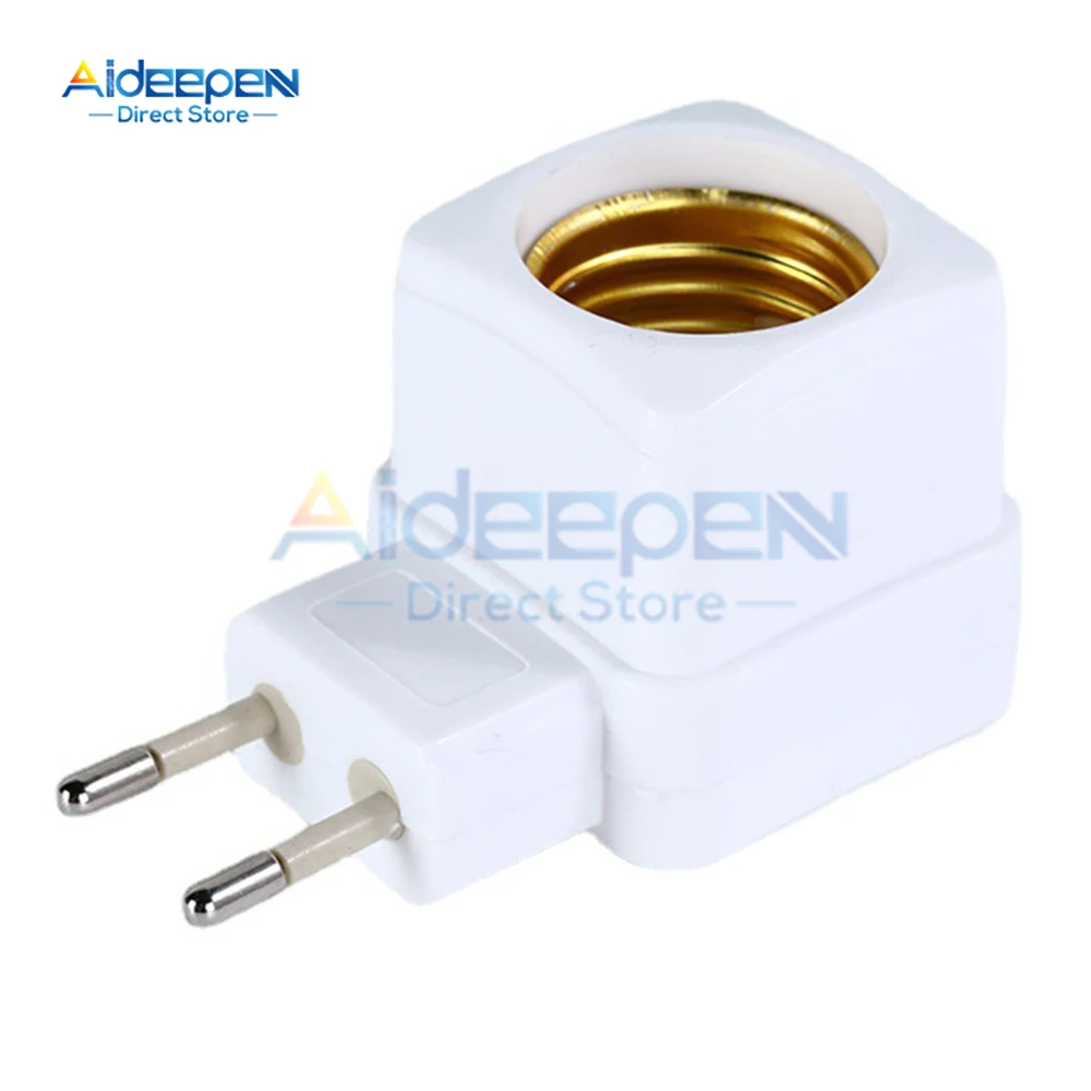 2Pcs 220V E27 LED Light Lamp Bulb Socket Integrated On/Off Switch Spiral Pattern Lamp Base Connector EU Plug Adapter
