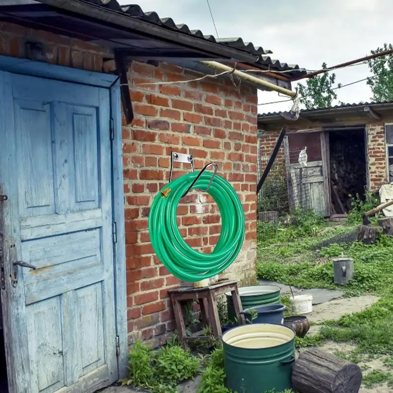 Garden Hose Hanger Stainless Steel Small Wall Mount Hose Hook Holder Heavy Duty Rust Proof Water Pipe Ropes Storage Rack #W0