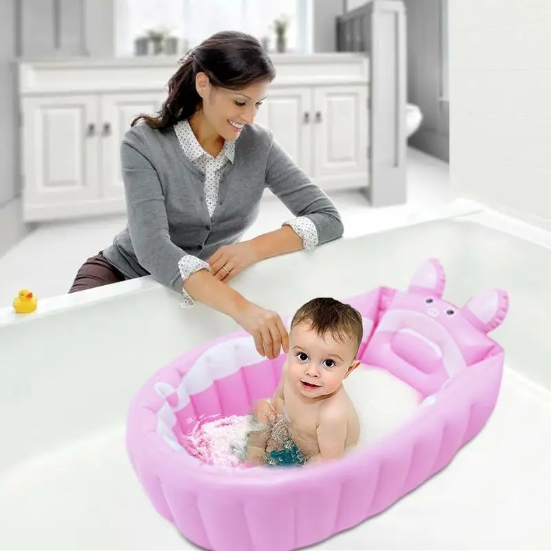 Kids Inflatable Bathtub Portable Newborn Toddler Bathing Tub With Air Pump Collapsible Shower Basin For Boys And Girls Home