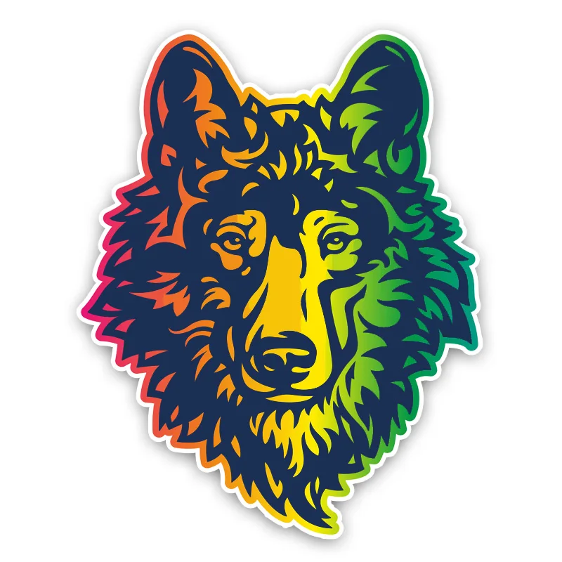 

Car Sticker Fashion Colored Wolf Head Vinyl Decal for Car Motorcycle Bumper Body Rear Window Decorative Decals,16cm*13cm