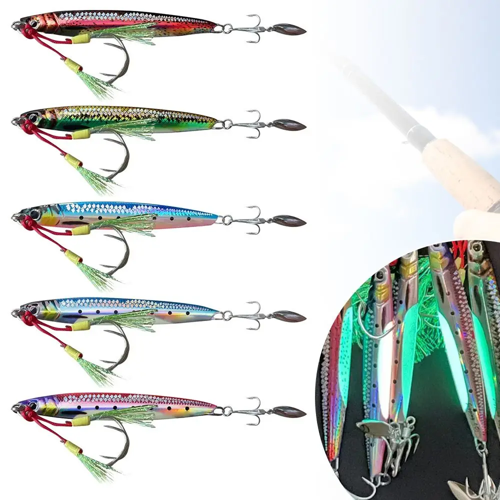 

40g 60g Metal Simulation Lure with Jig Hooks Bait 3D Printed Artificial Wobbler Hard Bait Bionic Crankbait Lures Outdoor Fishing
