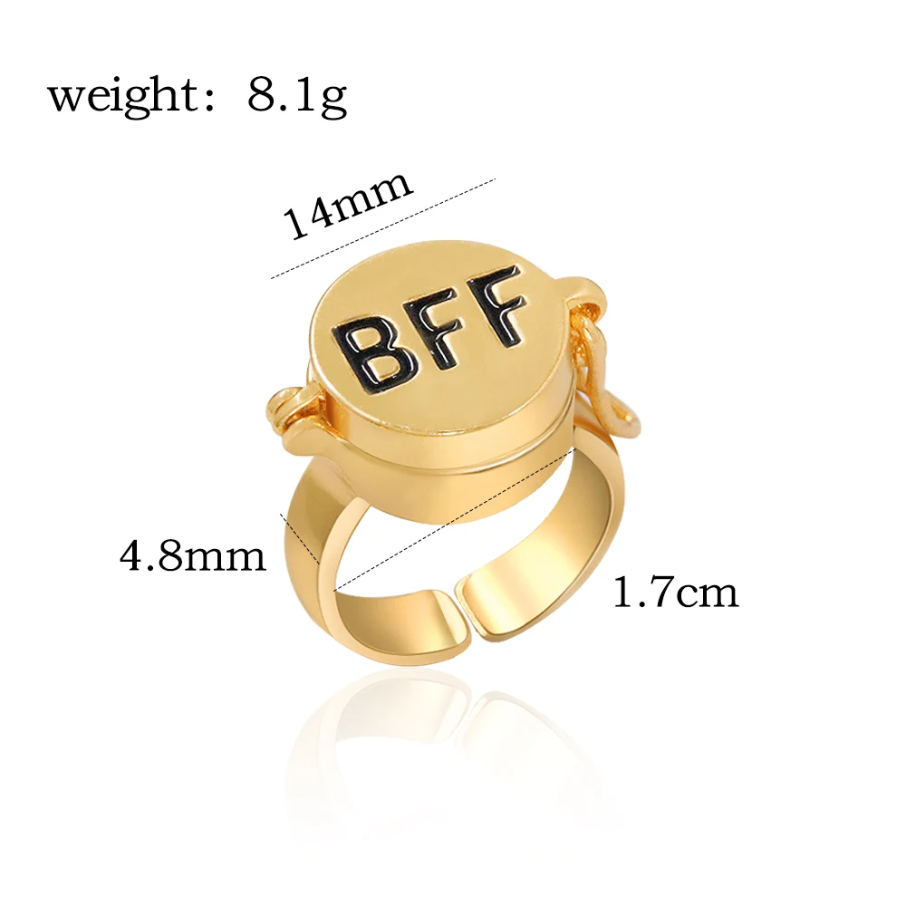 Anime BFF Best Friend Forever Ring Cute Cartoon Friendship Can Open Adjustable Rings For Friend Gifts