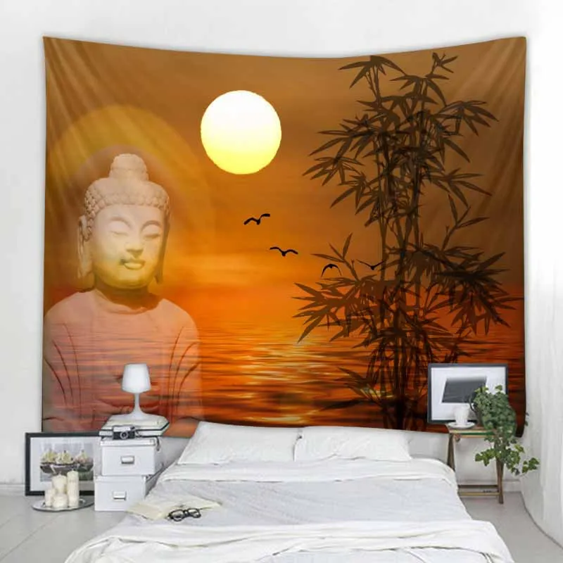 Indian Buddha Art Tapestry Wall Hanging Meditation Mandala Room Wall Decor Boho Home Aesthetics Home Decor Background Fabric
