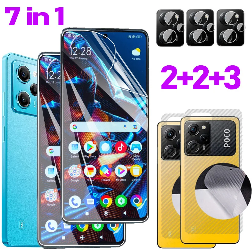 

1~7Pcs,Hydrogel Film Poco X5 Pro Screen Protector For Xiaomi Poco F4 X4 X3 GT M4 M3 Pro 5G Soft Transparent Water proof Film Poko M5 M5S C40 C50 Smartphone Protective Camera Lens Back Film Poco X5 Pro 5g No Glas