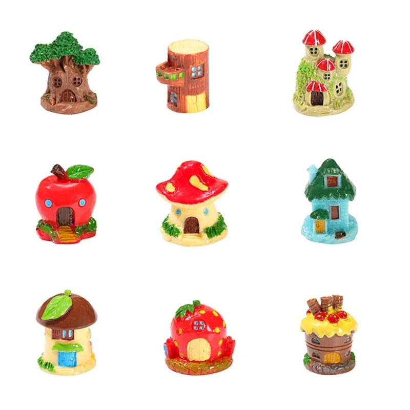

1pc Miniature Tree House Figurines Mini Animal Resin Statues Ornaments for Home Garden Lawn Decoration