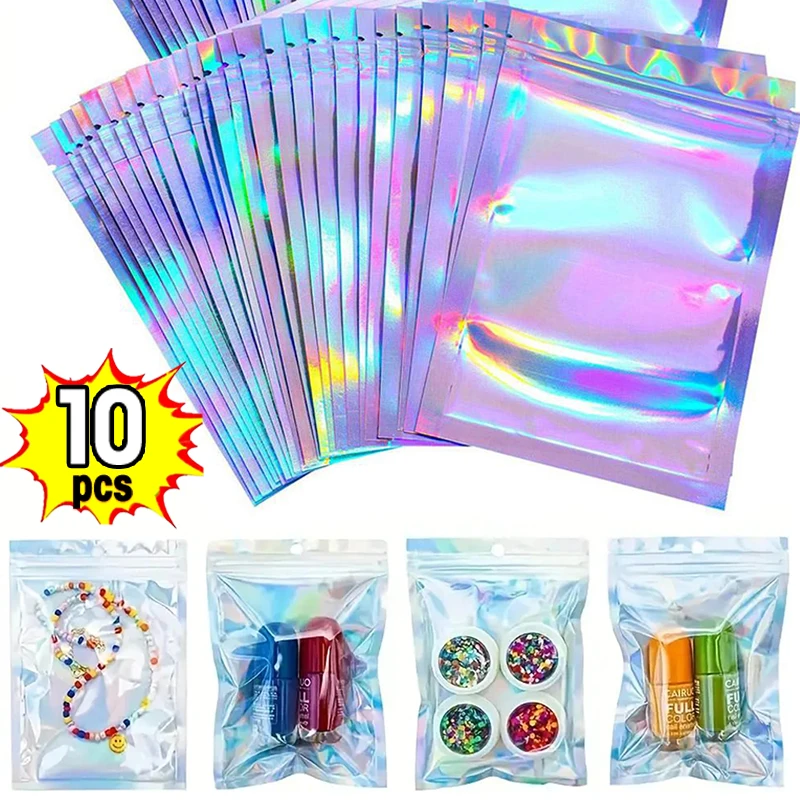 

Package In Bulk Holographic Laser Zip Lock Bag Useful Necklace Storage Custom Brand Logo Sticker Wholesale Idea Gift Storage Bag