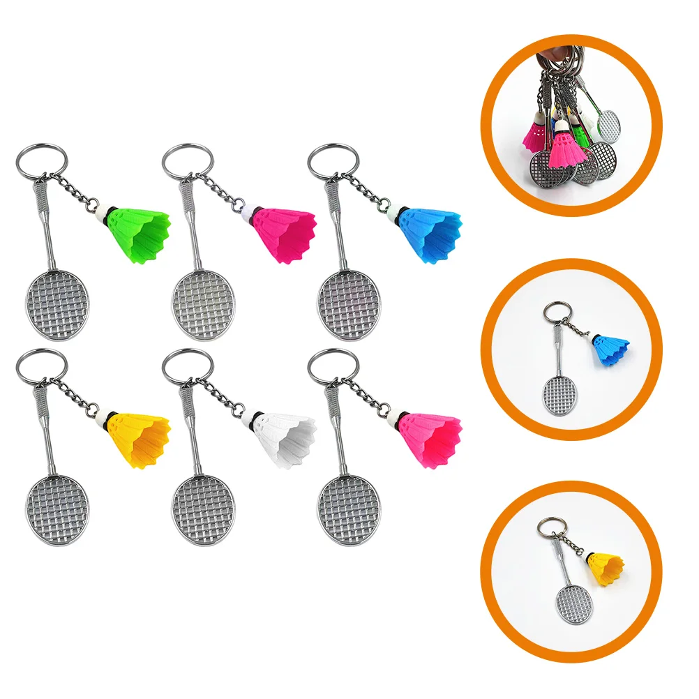 

6 Pcs Badminton Keychain Pendant Keyrings Soccer Keychains Tennis Personalized Car Bag Hanging Decoration