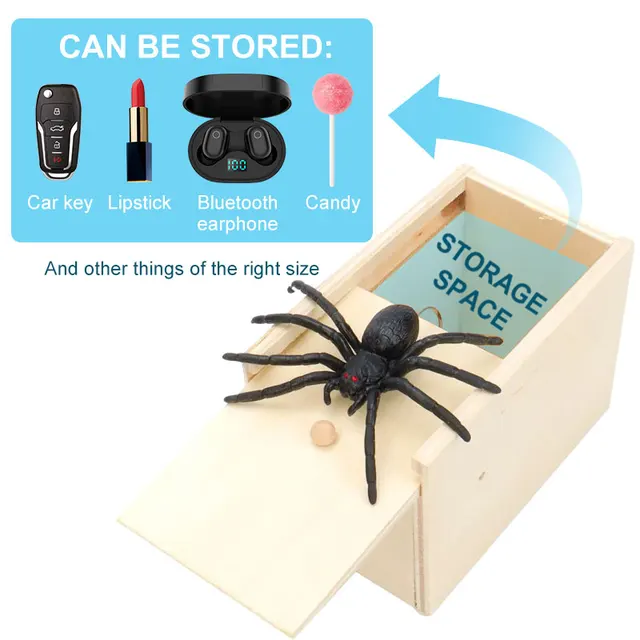 Boîte en bois d'araignée simulée pour enfants, jouets de farce d'Halloween,  fausse langue, salle, lampe à pouce, boîte à bonbons d'éjection, jouets  amusants pour enfants - AliExpress
