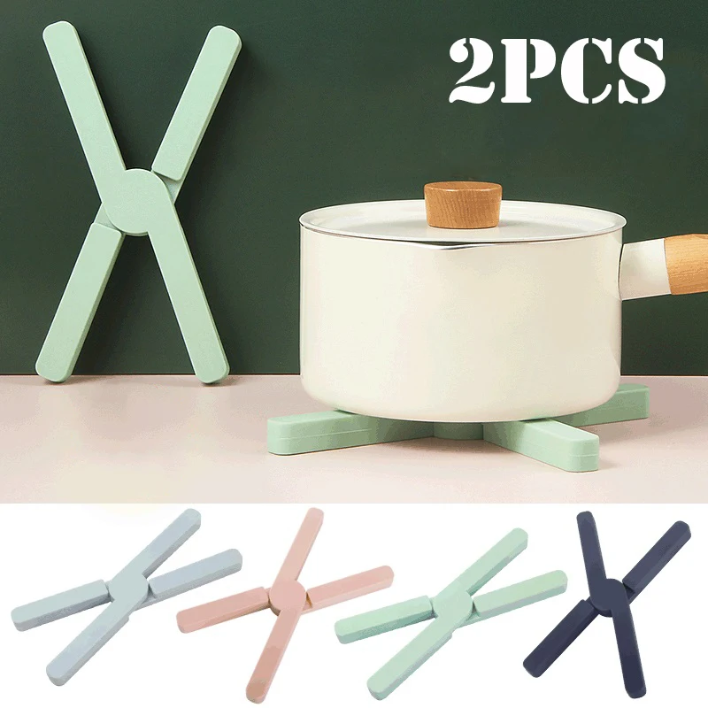 1/2pcs Foldable Silicone Heat Resistant Placemat Non-Slip Table Mat Multi-purpose Pot Holder Dish Plate Coaster Kitchen Dining dining table mat