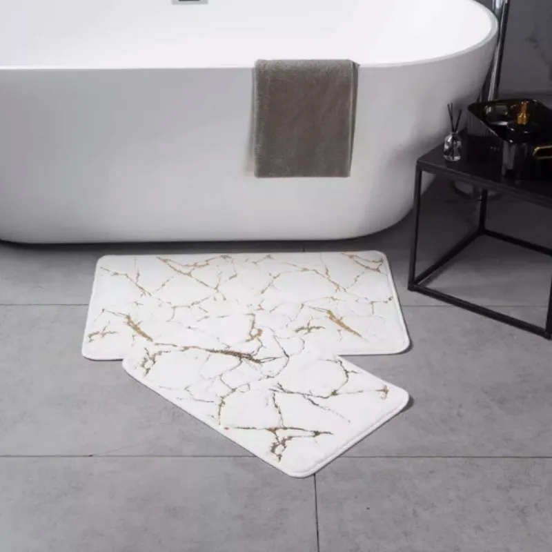 Bathroom mat Non-Slip Quick Dry Machine Washable Marble Shower Rug Big Floor Carpet For Bathroom Bedroom
