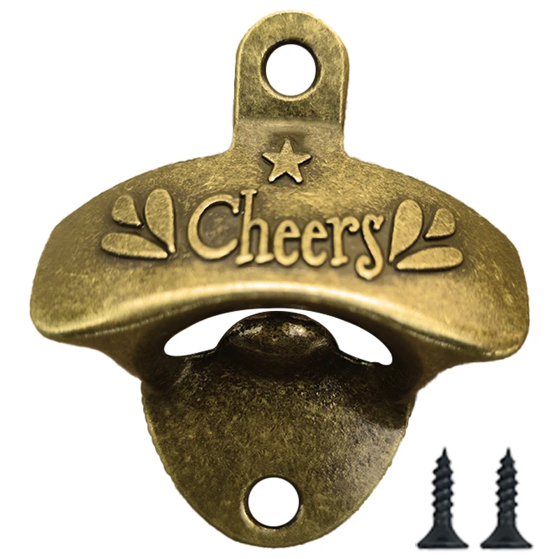 1pc Cheers Wall Mounted Bottle Opener Bar Decorative Wall Hanging Beer Opener BBQ DIY Bottle Kitchen Tools bottle opener kitchen tools