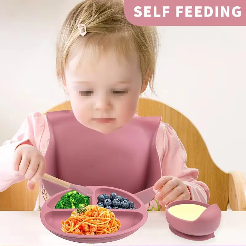 6 PCS Baby silicone meal set Childrens Meal Training Cutlery