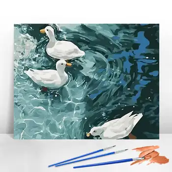 Dipinto ad olio con numeri Paesaggio di montagna Pittura digitale fai-da-te Casa Albero Paesaggio Immagine Artigianato su tela Regalo dipinto a mano