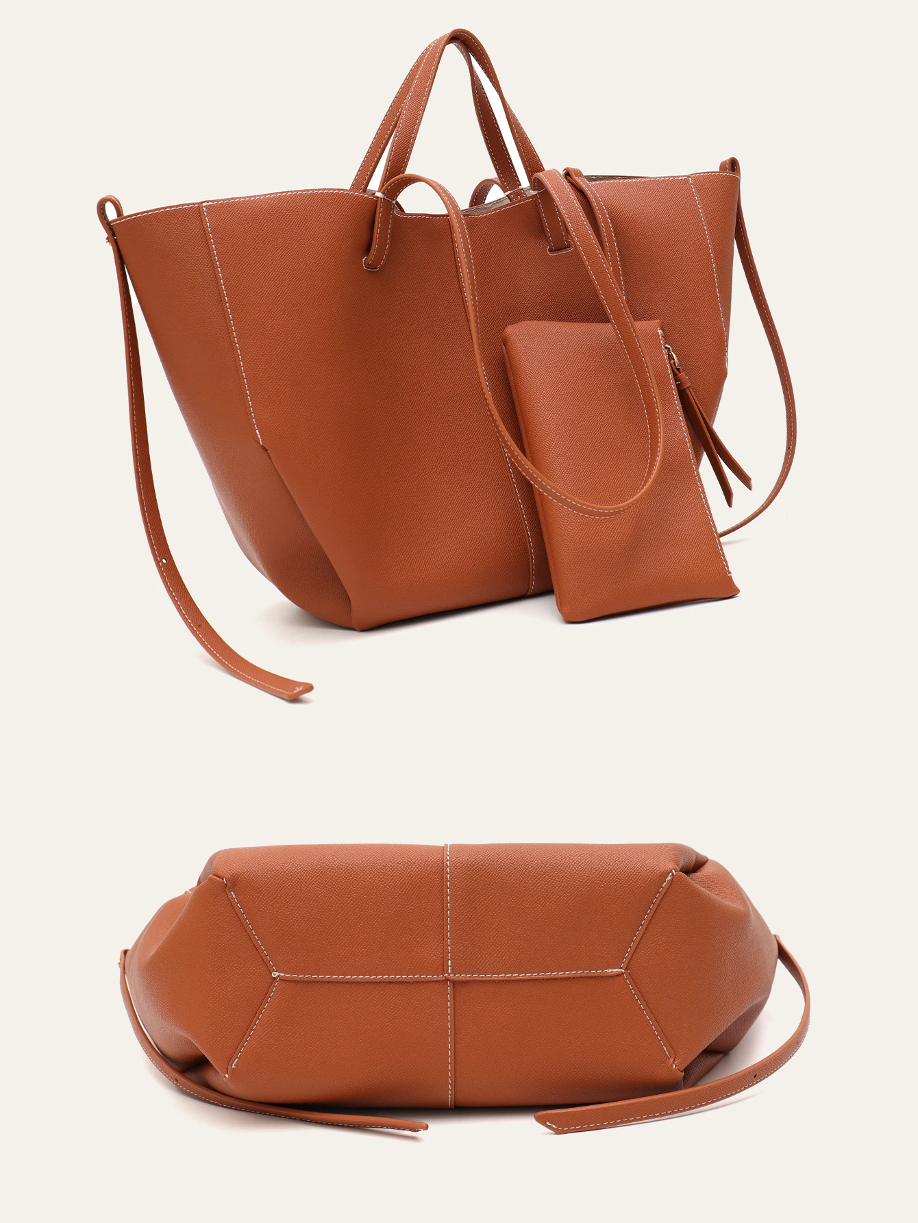 Chic Vegan Leather Tote Handbag: Large Capacity Shoulder Bag & Purse