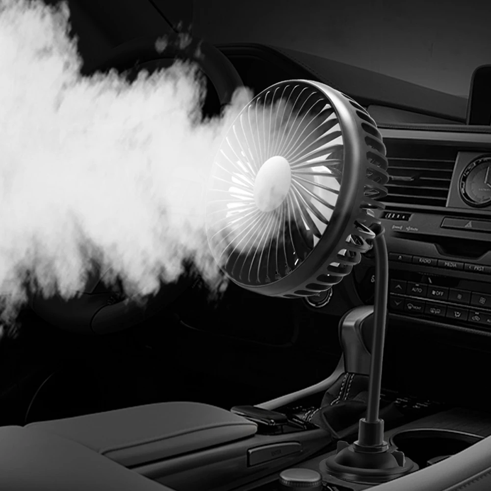 USB Powerful Quiet Automobile Vehicle Fan Rotatable Portable Car Cup Holder Fan for Car Van Truck SUV RV