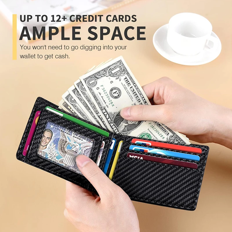 Men's Wallet Ultra Thin 11 Credit Card Slot Leather RFID Blocking Small Thin Bifold Wallet for Men 4