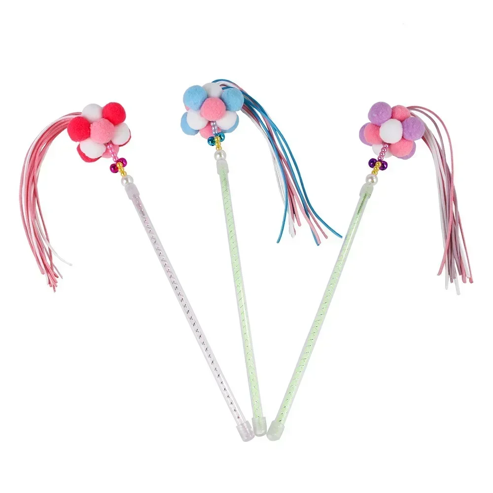 4pcs Pet Cat Stick, Cute Candy Color Ball Cat Stick, Fairy Cat Stick, Cat Toy, Pet Supplies  cat toys interactive  pet toys