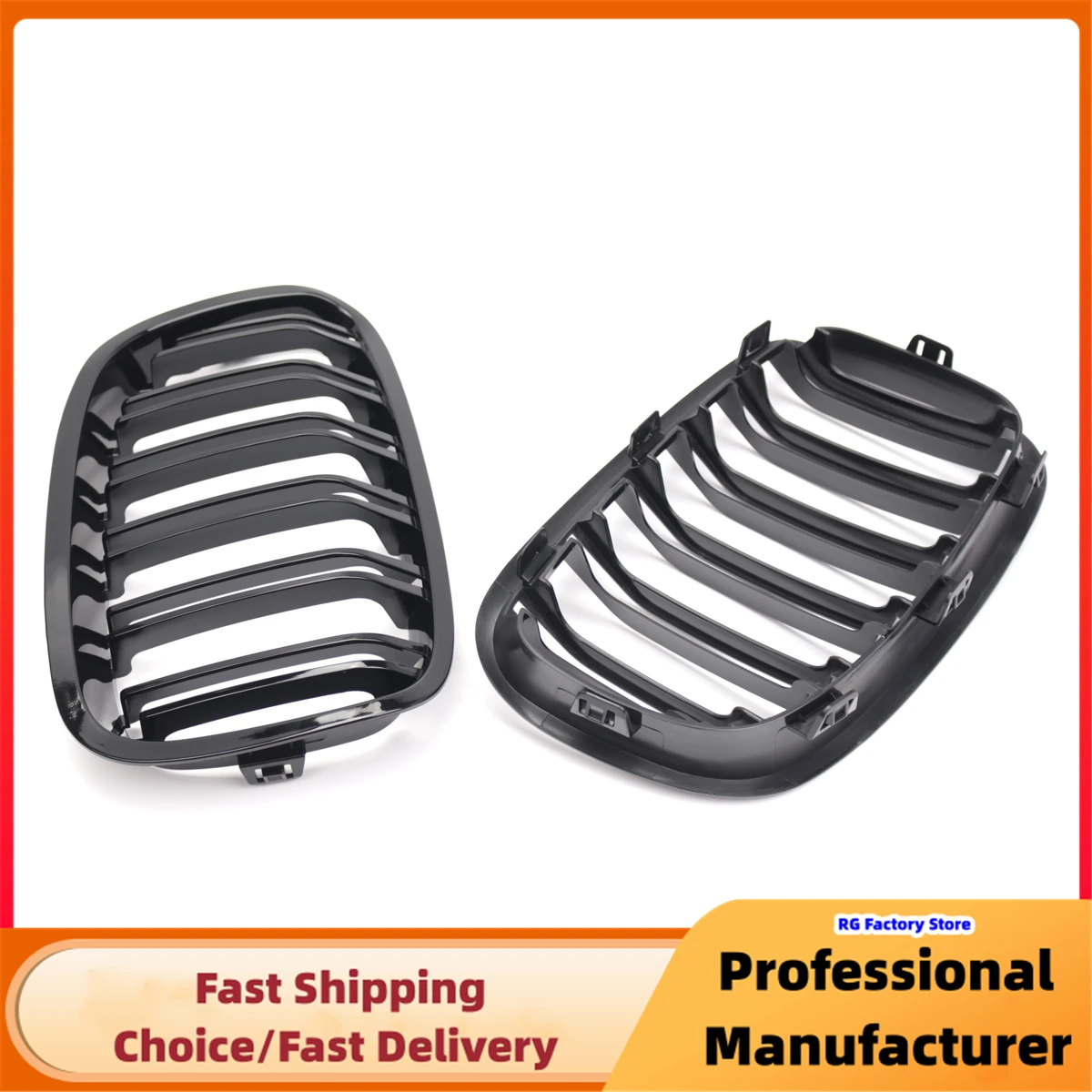 Side view of Gloss Black Kidney Grille