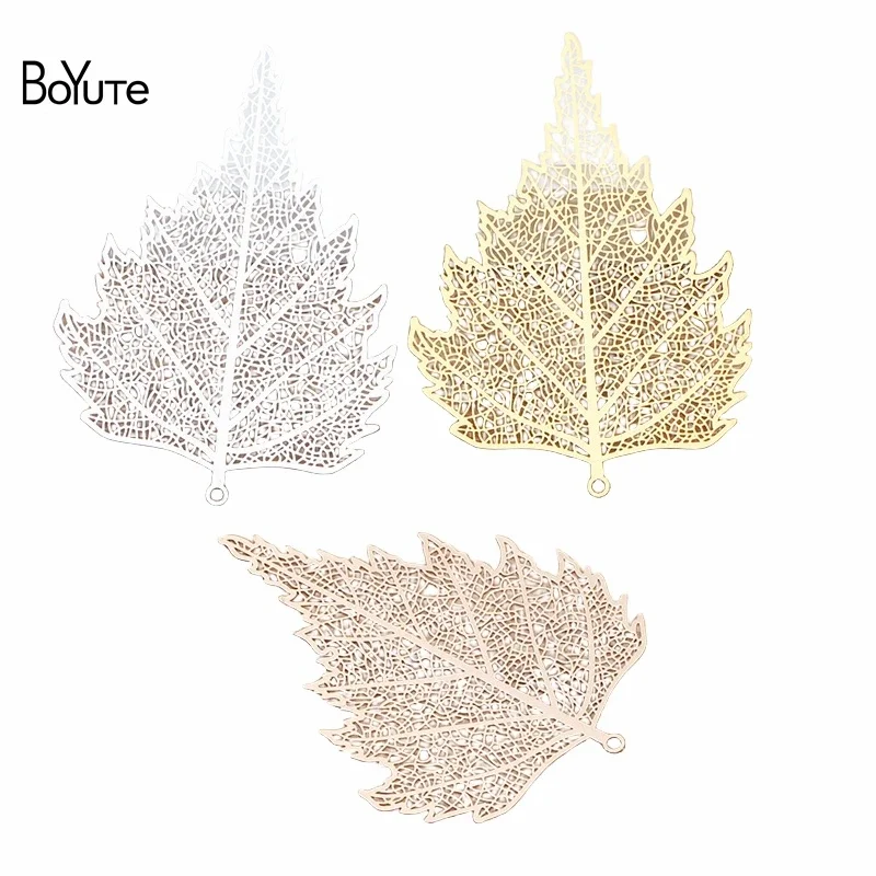 

BoYuTe (10 Pieces/Lot) 75*55MM Big Filigree Leaf Pendant Materials Handmade Diy Brass Jewelry Accessories