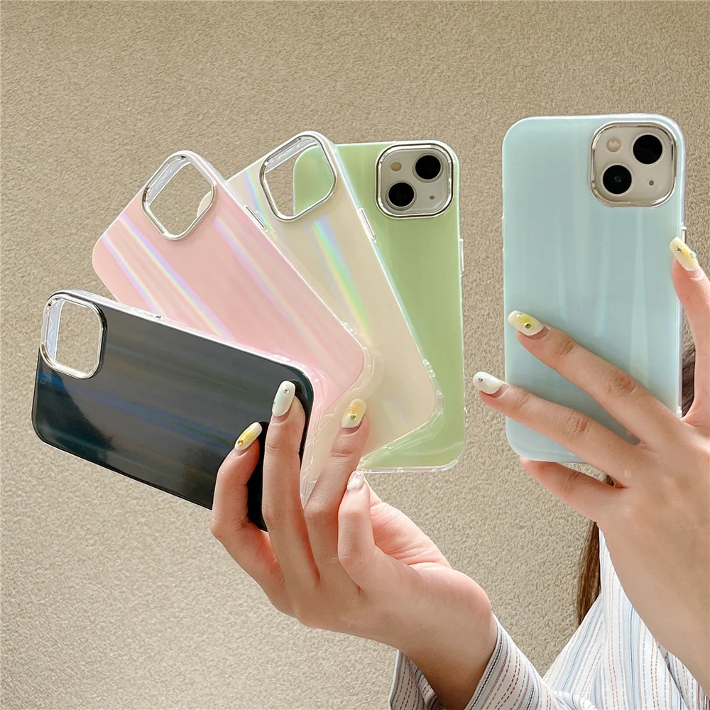 Per Iphone 13 Pro Max Aurora Case Luxury Laser Gradiello Cover Trasparente Per Iphone 12 11 14 Pro Max 13Promax Custodia Antiurto