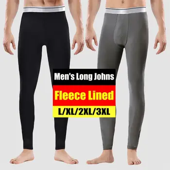 Men's Thermal Underwear Pants Winter Thick Fleece Lined Long Johns Warm Leggings Base Layer Bottoms