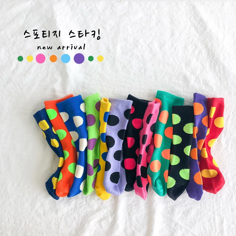 Рисунок 2 - 1 пара, Детские Разноцветные носки в горошек