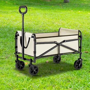 Collapsible Wagon Cart Large Capacity Portable Folding Wagon Heavy Duty Foldable Wagon for Outdoor Camping Garden Sports Beach 4