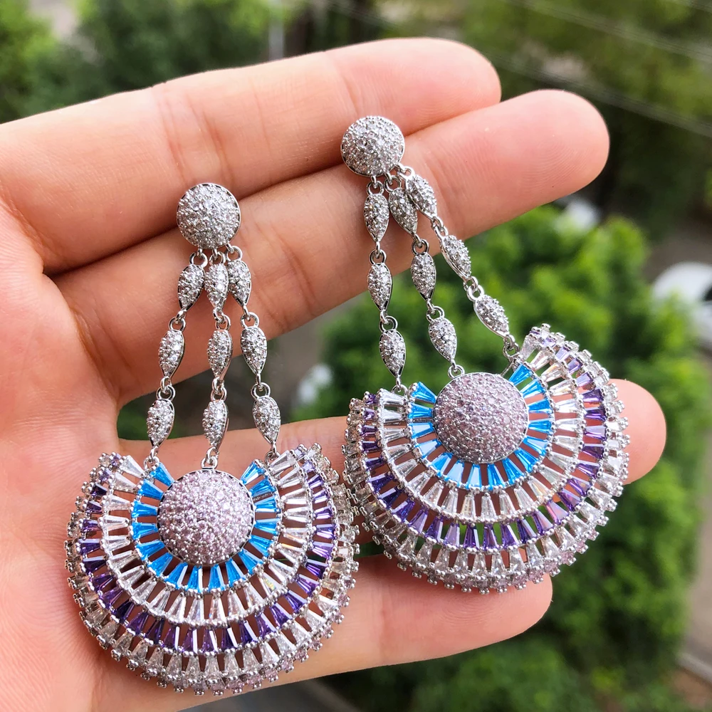 Missvikki Luxury Crystal Romantic Big Earrings for Women Bridal Drop Dangling Earrings Party Wedding Fashion Jewelry Gifts