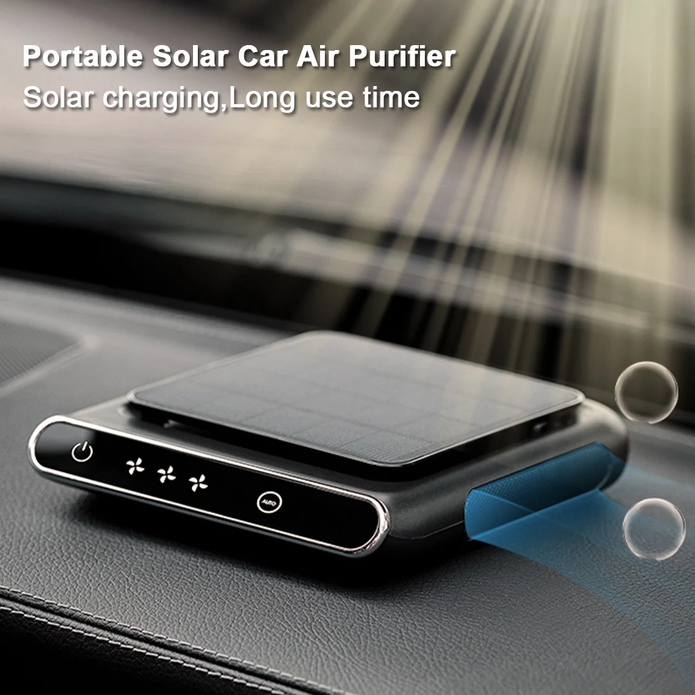 Solar PM2.5 HEPA Filter USB Rechargeable Negative Ion Deodorant Smart ON/OFF Air Purifier Portable Wireless Air Ionizer