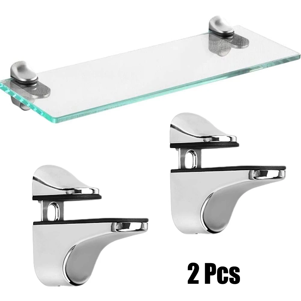 2pcs Zinc Alloy Glass Clamp Adjustable Shelf Clamp Glass Shelf Support Plate Holder Bracket Flat Back For Partition Board Desk