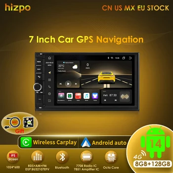 Hizpo 2din 7 pulgadas CarPlay Android 14 Auto Radio Universal para Coche Bluetooth FM Radio para Nissan Toyota Volkswagen Autoradio 8G 128G 1