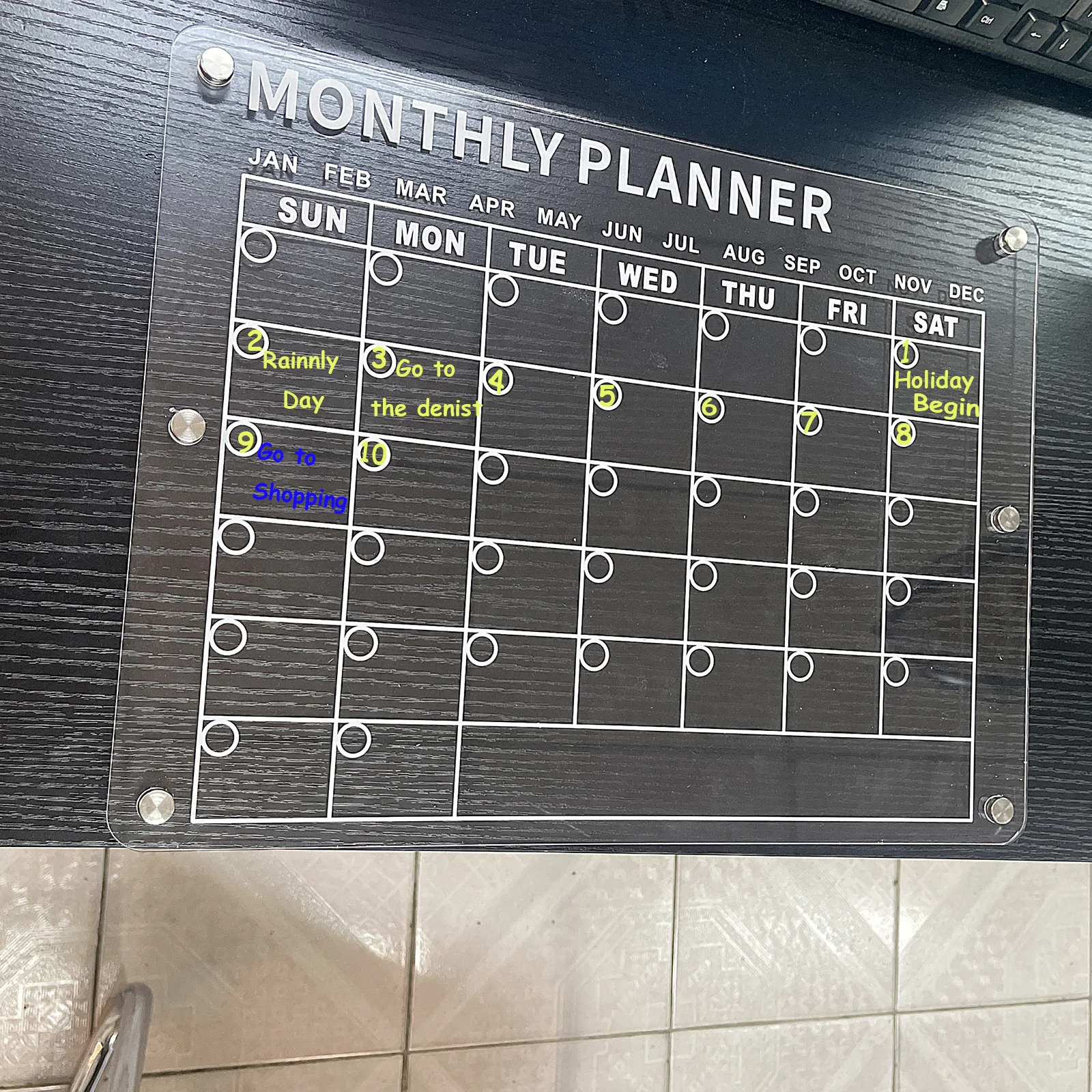 Acrylic magnetic calendar for fridge Strong magnetic calendar for fridge Clear Monthly Planner and Weekly Planner dry erase