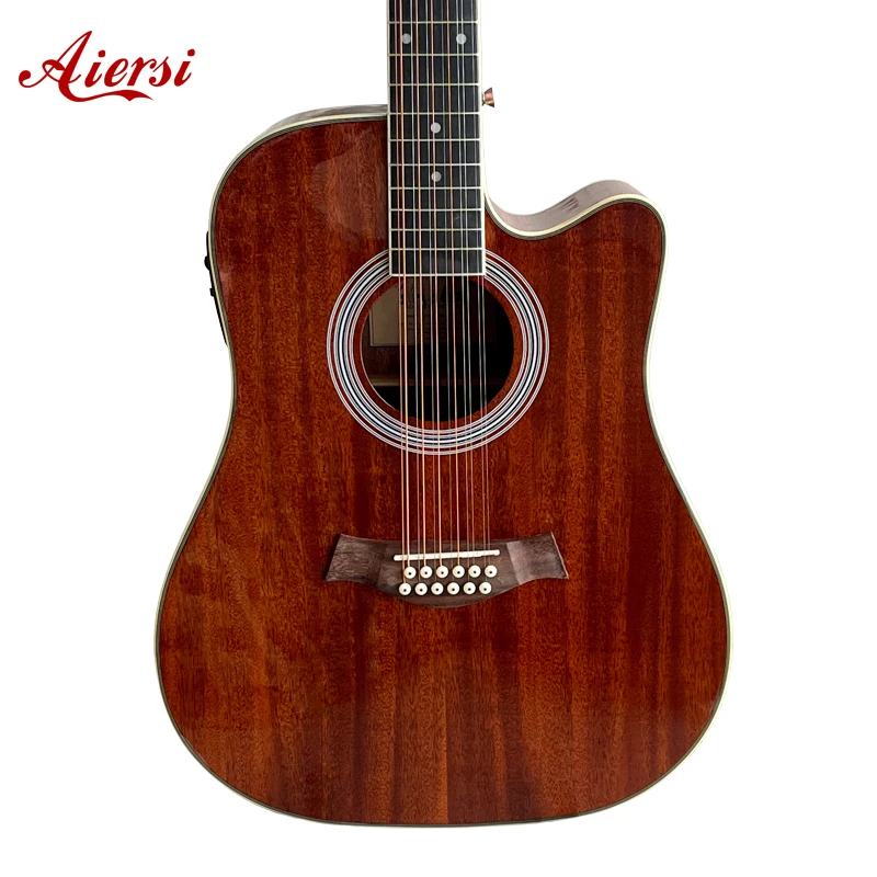 Aiersi 12 String Gloss Mahogany Body Acoustic Guitar 41 Inch Left Hand and Right hand  Electric Music Instrument Guitar with EQ