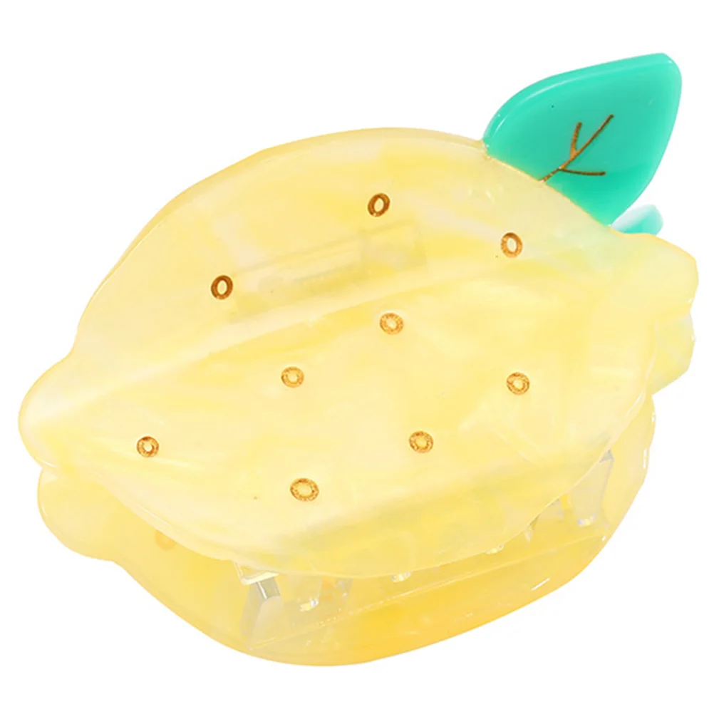 

Hair Barrettes Lemon Fruit Grip Holder Acrylic Clasp Shark Toothed Clip Hairpin Trinket