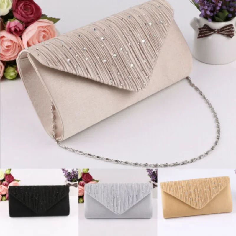 

JBTP New Fashion Women Evening Bag Satin Bridal Diamante Ladies Day Clutch Envelope Handbag Wedding Bag Lady Crossbody Mini Bag