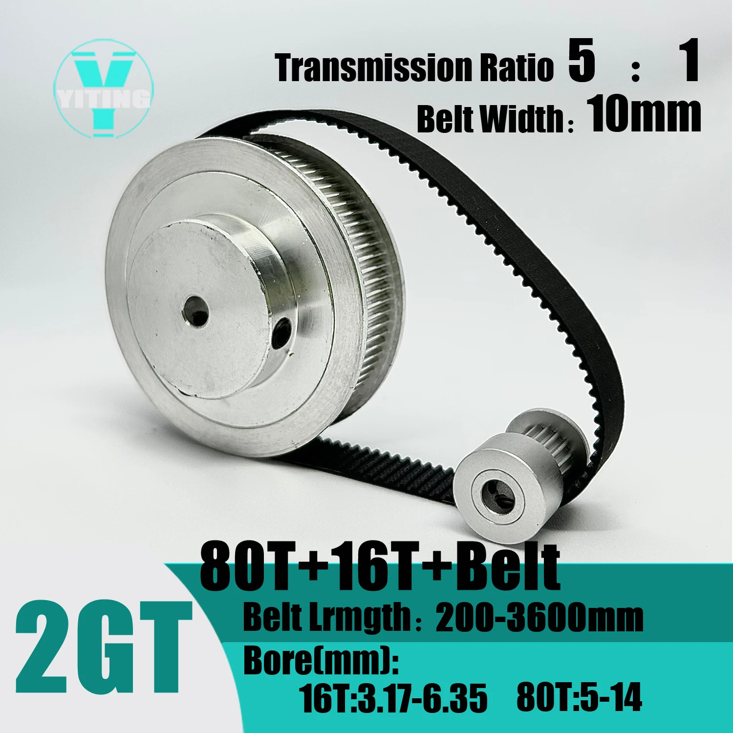 2GT 2M 80Teeth 16T GT2 16Teeth 80T 타이밍 벨트 풀리 세트 벨..
