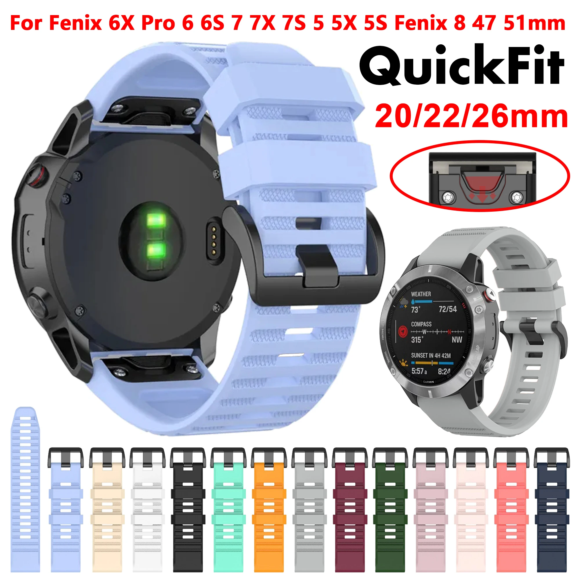 Premium Universal Silicone QuickFit Watchband Strap – Multiple Sizes Available