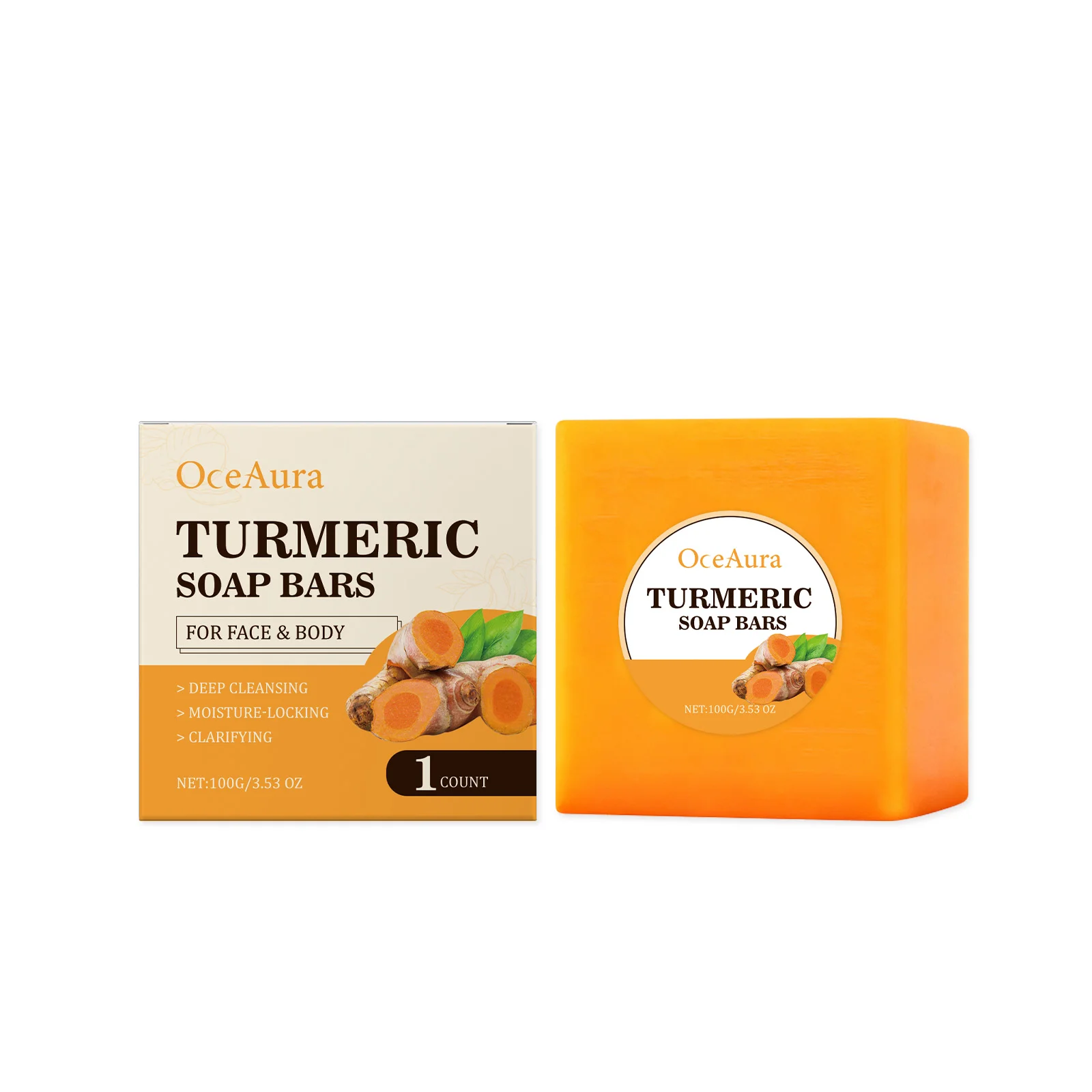 Turmeric Skin-Purifying & Nourishing Soap - A Mild Body Soap for Daily Bathing, Gentle Cleansing, Skin Softening & Moisturizing