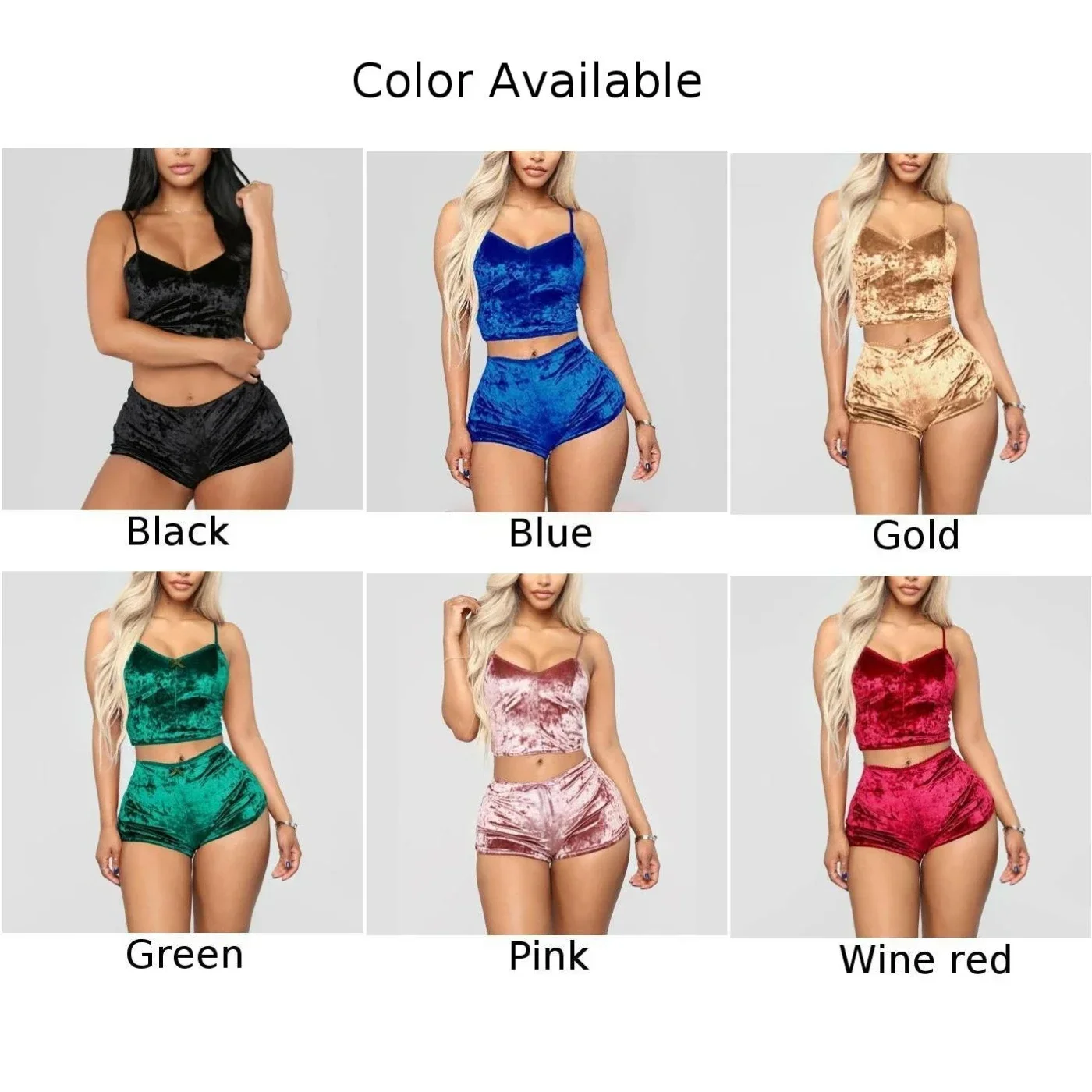 Women Sexy Nightwear Lingerie Sleepwear Underwear Crop Tops Shorts Pajamas Set - Image 5