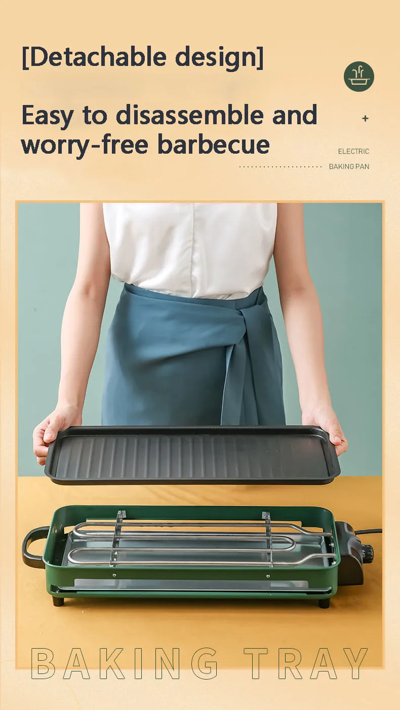 220V 1350W Direct Electric Barbecue Plate Household Barbecue Rack Smokeless Barbecue Oven Barbecue String Korean Electric Oven 3