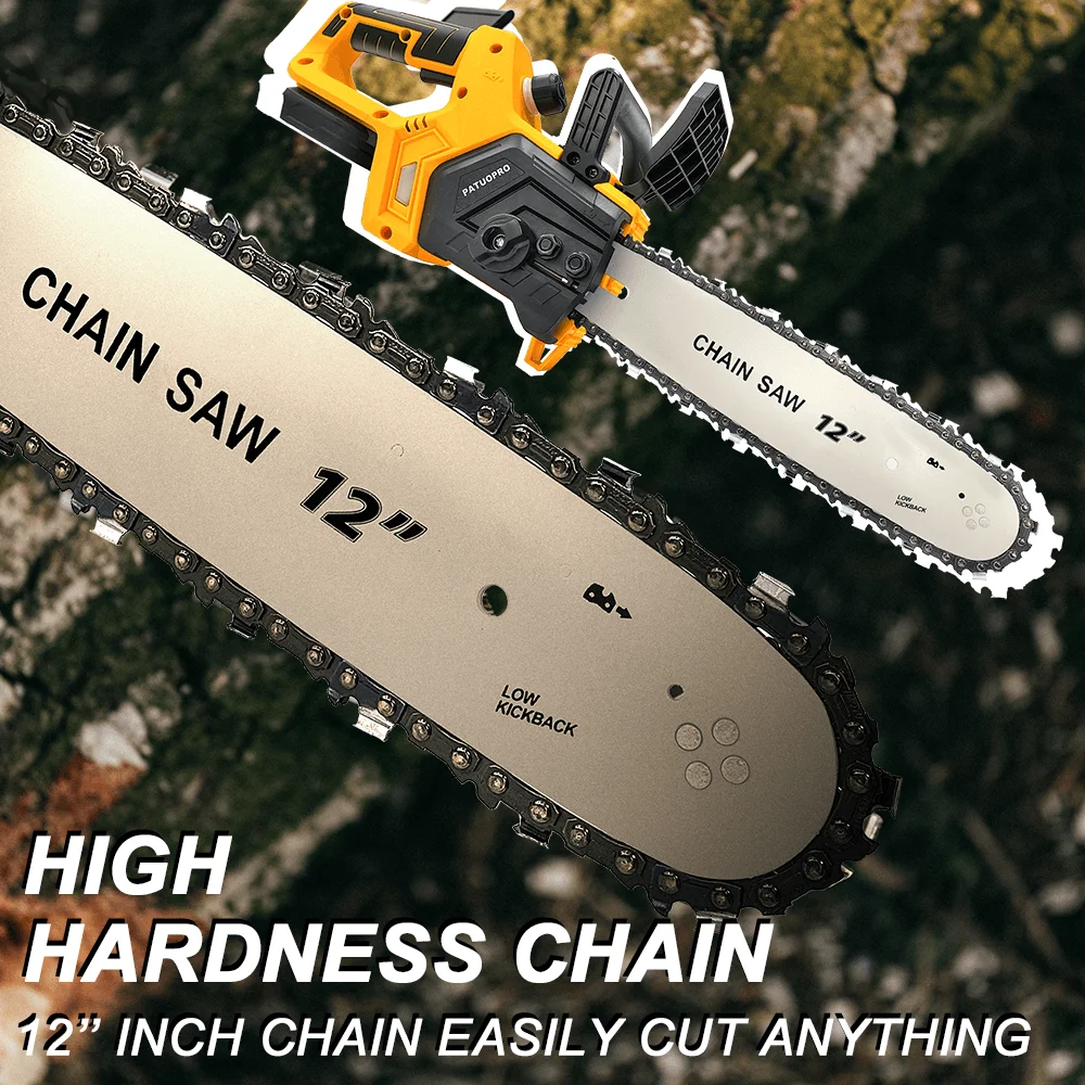 Electric Chainsaw 12Inch Brushless 3800RPM Portable Rechargeable Cordless Graden Pruning Tools for Makita 18V Battery