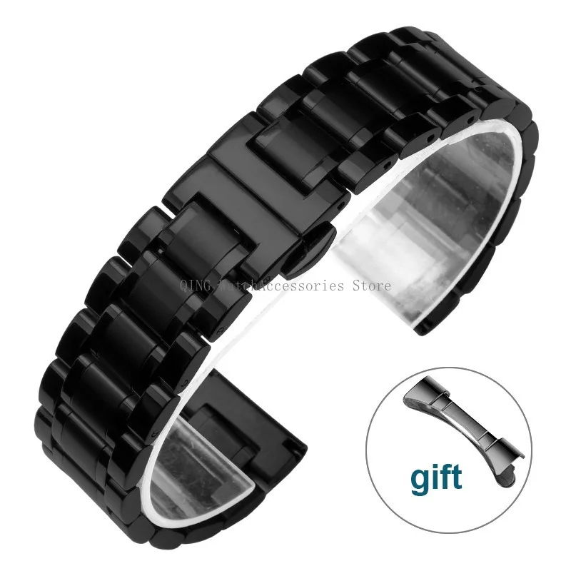 Sleek Stainless Steel Curved End Watchband - Universal Metal Wristband